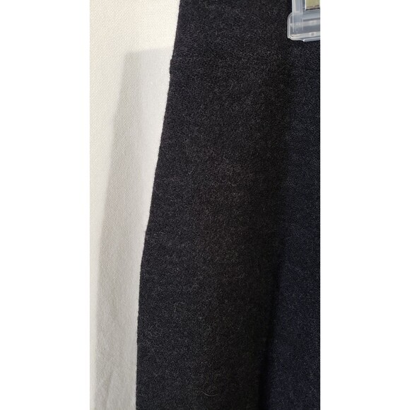 Eileen Fisher Large Charcoal Black Soft 100% Knitted Wool Wide Leg Pull On Pants - Picture 3 of 11